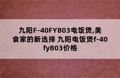 九阳F-40FY803电饭煲,美食家的新选择 九阳电饭煲f-40fy803价格